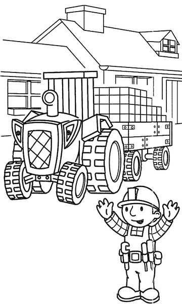 kolorowanka Bob Budowniczy i Traktor malowanka do wydruku z bajki dla dzieci, do pokolorowania kredkami, obrazek nr 31